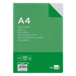 Recambio Liderpapel Milimetrado A4 100 Hojas 60 Gr sin Margen 4 Taladros Comprar En Línea