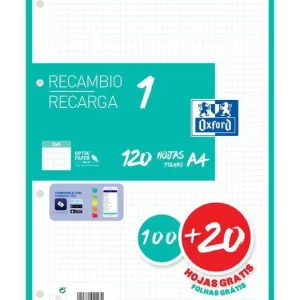 Recambio Oxford Classic 5X5 mm A4 100+20 Hj 90 Gr Banda Ice Mint Compra Hoy