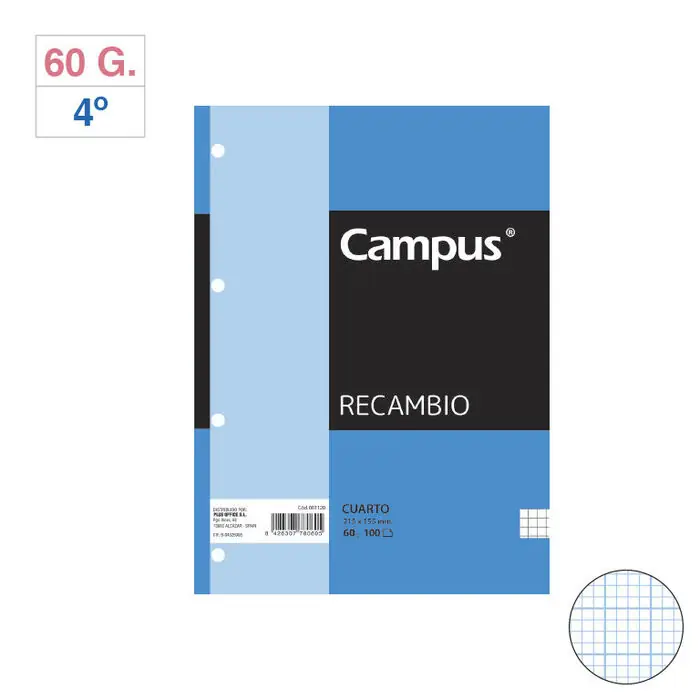 Solo Hoy Recambio Archivador Campus 4º 100 Hojas 60 G. Rayado Milimetrado