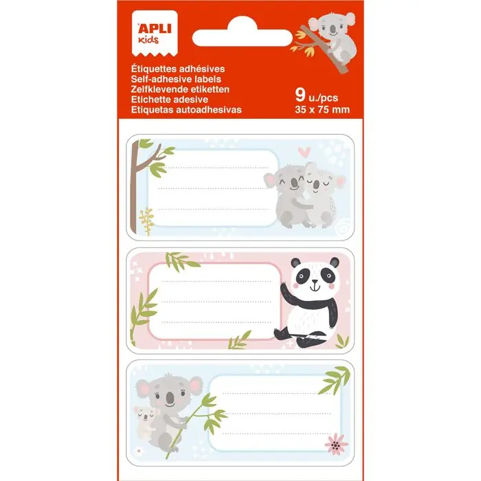 Blister 9 Etiquetas Escolares Koalas 75 X 35 mm Oferta Especial