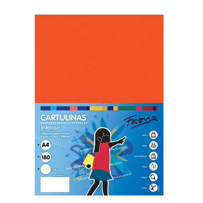 Paquete 100 Cartulinas Fabrisa A4 180 Gr Naranja Lujoso