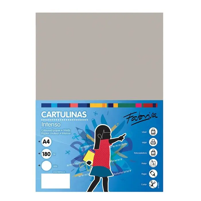 Promoción Exclusiva Paquete 100 Cartulinas Fabrisa A4 180 Gr Gris
