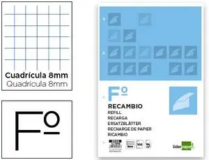 Recambio Liderpapel Folio 100 Hj 4T Cuad 8 mm Liquidación