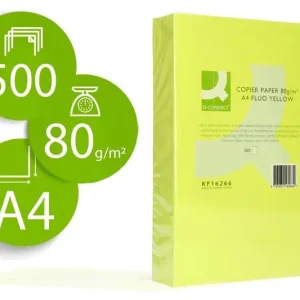 A Buen Precio Papel Color Q-Connect Din A4 80Gr Amaril