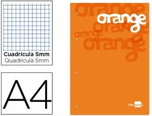 Bloc Encolado Liderpapel Cuadro 5 mm A4 100 Hj 100 Gr Naranja Precio Económico