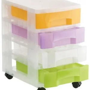 Disponible Ahora Torre Archivo 2000 Traslucido 4 Cajones Colores Traslucidos Surtidos con Ruedas