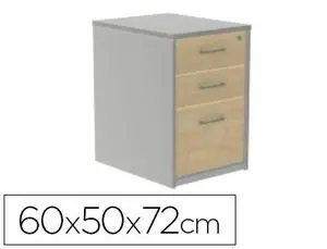 Cajonera Rocada con Tres Cajones Serie Store 60X50X72 cm Acabado Ab01 Aluminio/haya Liquidación