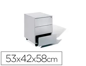 Edición Limitada Cajonera Metalica Rocada con Tres Cajones Serie Store 53X42X58 cm Acabado Ac00 Gris/gris