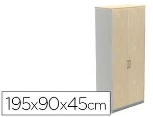 Armario Rocada con Cuatro Estantes y Dos Puertas Serie Store 195X90X45 cm Acabado Ab01 Aluminio/haya Marca Reconocida