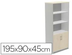 Armario Rocada con Cuatro Estante y Dos Puertas Inferiores Serie Store 195X90X45 cm Acabado Ab01 Garantía Incluida