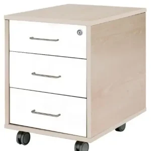 Súper Precio Cajonera Rocada con Ruedas 40X59,5X58 con 3 Cajones Estructura Haya Frontales Blanco