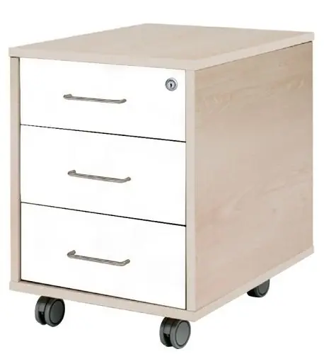 Súper Precio Cajonera Rocada con Ruedas 40X59,5X58 con 3 Cajones Estructura Haya Frontales Blanco