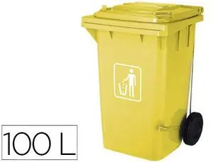 Papelera Contenedor Q-Connect Pp Tapadera 100L Amarillo Moderno