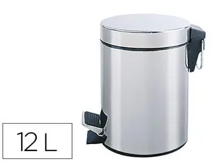 Papelera Metalica Q-Connect con Pedal Cromada 25X38Cm Capacidad 12 Litros Pago Seguro