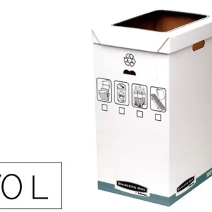 Contenedor Papelera Reciclaje Fellowes Sobremesa Carton 100% Reciclado Montaje Manual Entrada Frontal y Tapa Oferta Especial