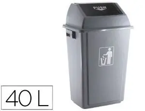 Últimas Unidades Papelera Contenedor Q-Connect Plastico con Tapa de Balancin 40 Litros Gris 410X280X610 mm.