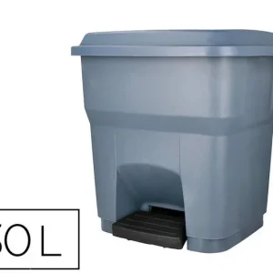 Papelera Contenedor Q-Connect Plastico con Tapa y Pedal 30 Litros Gris 395X395X420 mm Garantía Incluida