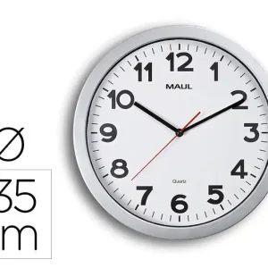 Reloj Maul Step de Pared Redondo 35 cm Diametro Electrico Color Plata Descuento