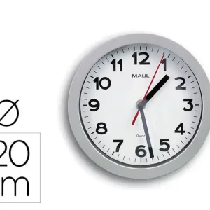 Stock Limitado Reloj Maul Step de Pared Redondo 20 cm Diametro Electrico Color Plata