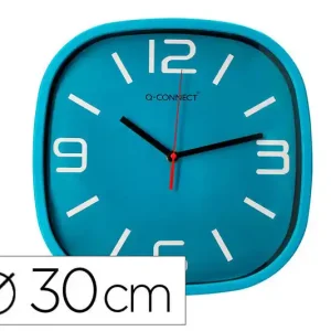 Reloj Q-Connect de Pared de Plastico Redondo 30 cm Movimiento Silencioso Color Azul Precio De Oferta