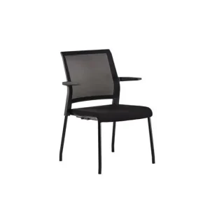 Silla Rocada Confidente Brazos Fijos Estructura Metalica Asiento Tela Ignifuga Negro Respaldo Malla Oferta Limitada