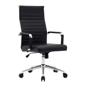 Silla Q-Connect Escritorio Bosa Simil Piel Base Metalica Alt Max 1130 Anc 550 Prof 630 mm Ruedas Premium Color Negro Nueva Colección