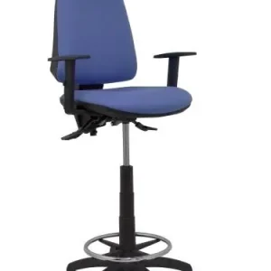 Taburete Piqueras y Crespo Elche S Brazos Regulables Ergonomico Mecanismo Asincro Regulable en Altura Aro Reposapies Cromado Ruedas Nailon Asiento y Respaldo Tapizados Bali Azul Claro Precio De Fábrica