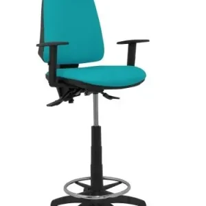 Barato Taburete Piqueras y Crespo Elche S Brazos Regulables Ergonomico Mecanismo Asincro Regulable en Altura Aro Reposapies Cromado Ruedas Nailon Asiento y Respaldo Tapizados Bali Verde Turquesa
