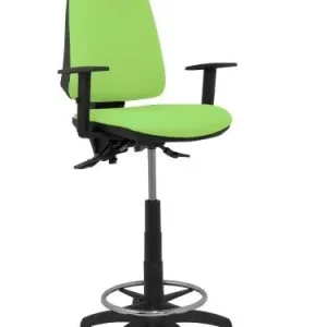 Taburete Piqueras y Crespo Elche S Brazos Regulables Ergonomico Mecanismo Asincro Regulable en Altura Aro Reposapies Cromado Ruedas Nailon Asiento y Respaldo Tapizados Bali Pistacho No Te Lo Pierdas