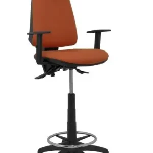 Certificado Taburete Piqueras y Crespo Elche S Brazos Regulables Ergonomico Mecanismo Asincro Regulable en Altura Aro Reposapies Cromado Ruedas Nailon Asiento y Respaldo Tapizados Bali Marron
