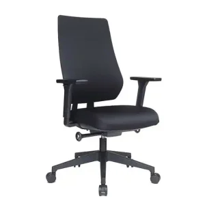 Devolución Gratuita Silla Rocada Direccion con Brazos Regulables Base Polimero Respaldo y Asiento en Tela Ignifuga Negro