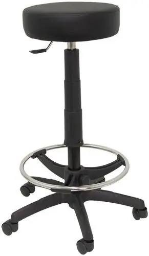 Taburete Piqueras y Crespo Tolosa Giratorio Regulable en Altura Reposapies Cromado Asiento y Respaldo Tapizado Similpiel Negro Oferta De Temporada
