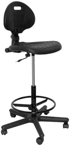 Taburete Piqueras y Crespo Paterna 24 H Giratorio Regulable en Altura Reposapies Cromado Asiento y Respaldo Poliuretano Inyectado Negro Devolución Gratuita