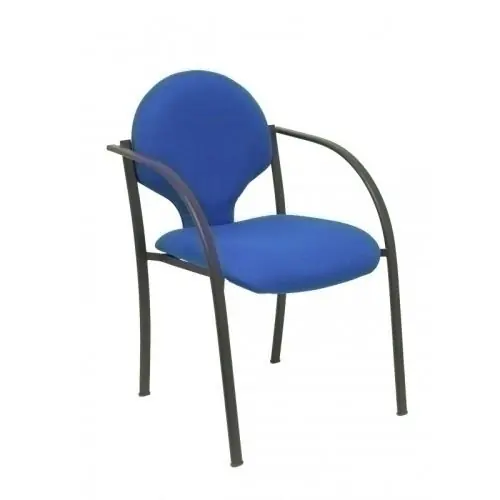 Silla Piqueras y Crespo Hellin Confidente Ergonomica con Brazos Fijos Apilable Estructura Negra Asiento y Respaldo Tapizados Bali Azul Pack de 2 A Buen Precio