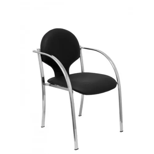 Silla Piqueras y Crespo Hellin Confidente Ergonomica con Brazos Fijos Apilable Estructura Negra Asiento y Respaldo Tapizados Similpiel Negro Pack de 2 Oferta De Temporada