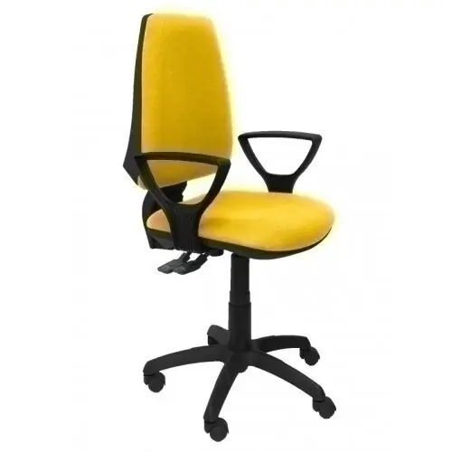 Silla Piqueras y Crespo Elche S Brazos Fijos Mecanismo Sincro de Doble Maneta Gran Confortabilidad Regulable en Altura Ruedas de Nylon Asiento y Respaldo Tapizado Bali Amarillo Más Vendido