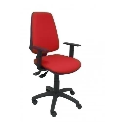 Silla Piqueras y Crespo Elche S Brazos Regulables Mecanismo Sincro de Doble Maneta Gran Confortabilidad Regulable en Altura Ruedas de Nylon Asiento y Respaldo Tapizado Bali Rojo Alta Calidad