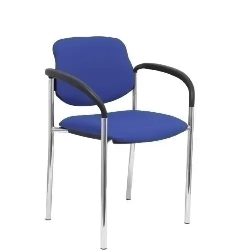 Silla Piqueras y Crespo Villalgordo Confidente Brazos Fijos Chasis Cromo Asiento y Respaldo Tapizados Bali Azul Súper Precio