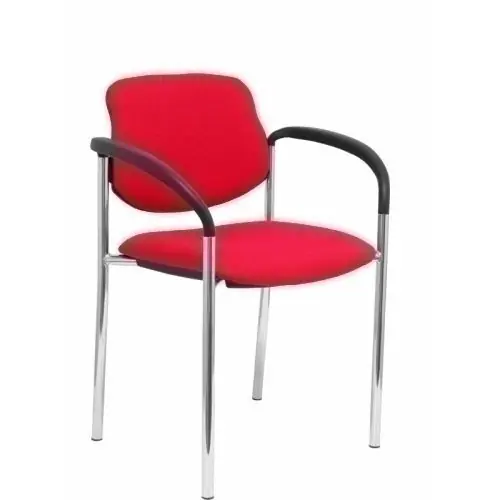 Stock Limitado Silla Piqueras y Crespo Villalgordo Confidente Brazos Fijos Chasis Cromo Asiento y Respaldo Tapizados Bali Rojo