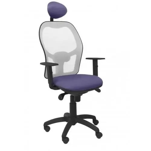 Silla Piqueras y Crespo Jorquera Brazos Regulables Cabecero Fijo Mecanismo Sincro con Regulador de Tension Respaldo de Malla Gris y Asiento Tapizado Bali Azul Claro Precio De Oferta