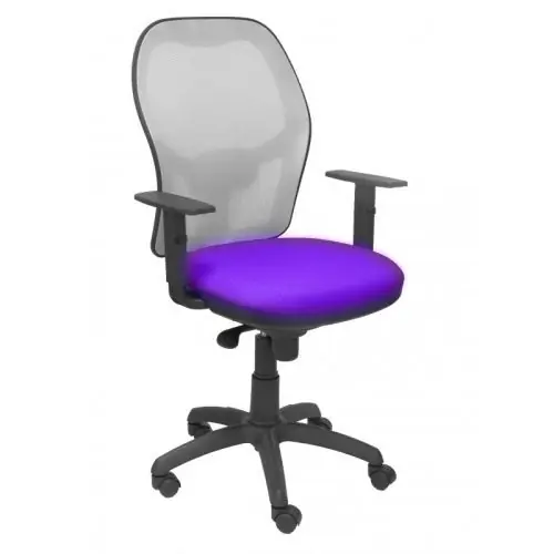 Silla Piqueras y Crespo Jorquera Brazos Regulables Mecanismo Sincro con Regulador de Tension Respaldo de Malla Gris y Asiento Tapizado Bali Lila Exclusivo