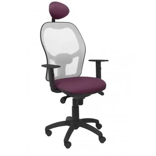 Silla Piqueras y Crespo Jorquera Brazos Regulables Cabecero Fijo Mecanismo Sincro con Regulador de Tension Respaldo de Malla Gris y Asiento Tapizado Bali Morado Oferta Flash