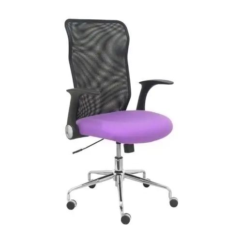 Silla Piqueras y Crespo Minaya Brazos Retractiles Mecanismo Basculante Ergonomica Respaldo Malla Transpirable Negra Asiento Tapizado Bali Lila Tendencia