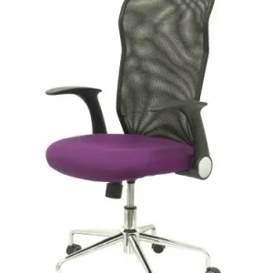 Última Versión Silla Piqueras y Crespo Minaya Brazos Retractiles Mecanismo Basculante Ergonomica Respaldo Malla Transpirable Negra Asiento Tapizado Bali Morado
