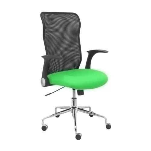 Certificado Silla Piqueras y Crespo Minaya Brazos Retractiles Mecanismo Basculante Ergonomica Respaldo Malla Transpirable Negra Asiento Tapizado Bali Pistacho