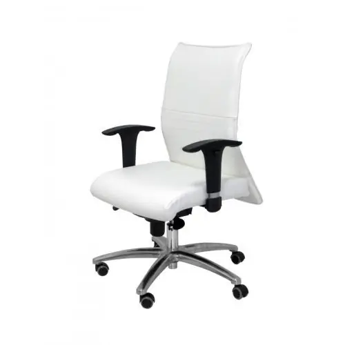 A Buen Precio Silla Piqueras y Crespo Albacete Xl Confidente Hasta 160 Kg Brazos Cromados Regulables Mecanismo Sincro Asiento y Respaldo Reforzados con Espuma Viscoelastica Tapizado Similpiel Blanco