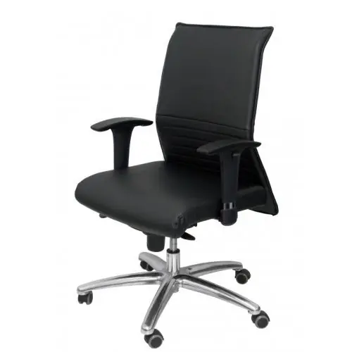 Silla Piqueras y Crespo Albacete Xl Confidente Hasta 160 Kg Brazos Cromados Regulables Mecanismo Sincro Asiento y Respaldo Reforzados con Espuma Viscoelastica Tapizado Similpiel Negro Rebajas