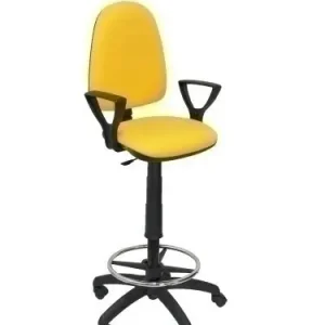 Taburete Piqueras y Crespo Ayna Brazos Fijos Ergomico Mecanismo de Contacto Permanente Regulable en Altura y Aro Reposapies Asiento y Respaldo Tapizados Bali Amarillo Liquidación