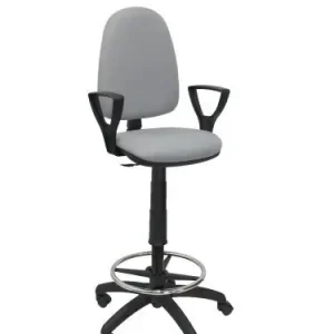 Taburete Piqueras y Crespo Ayna Brazos Fijos Ergomico Mecanismo de Contacto Permanente Regulable en Altura y Aro Reposapies Asiento y Respaldo Tapizados Bali Gris Exclusivo