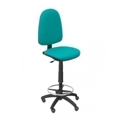 Taburete Piqueras y Crespo Ayna Ergonomico Mecanismo de Contacto Permanente Regulable en Altura y Aro Reposapies Ruedas de Parquet Asiento y Respaldo Tapizados Bali Verde Claro Oferta Especial